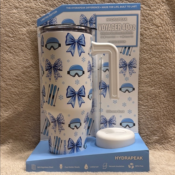 Hydrapeak Other - HYDRAPEAK “Ski Blue Bow" Limited Edition Hydrapeak 40oz Voyager Tumbler